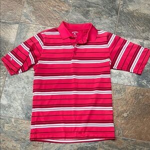 Antigua Red and White Striped Polo Shirt